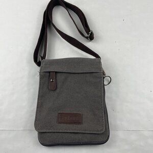 Sechunk Travel Crossbody Shoulder Bag Gray Canvas Front Flap Multiple Pockets